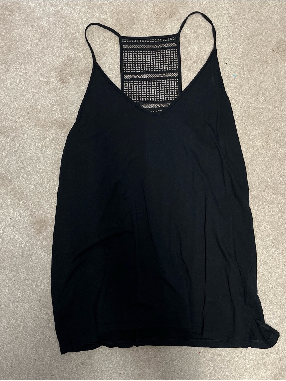 Old Navy Black Crochet Back Tank Top